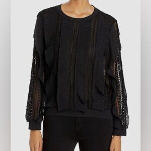 Anthropologie Black Textured Blouse